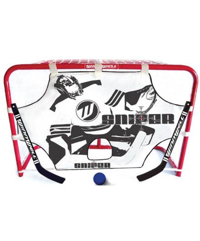 Winnwell Steel Mini Hockey Net Set w/ 2 Sticks, Ball, and Target