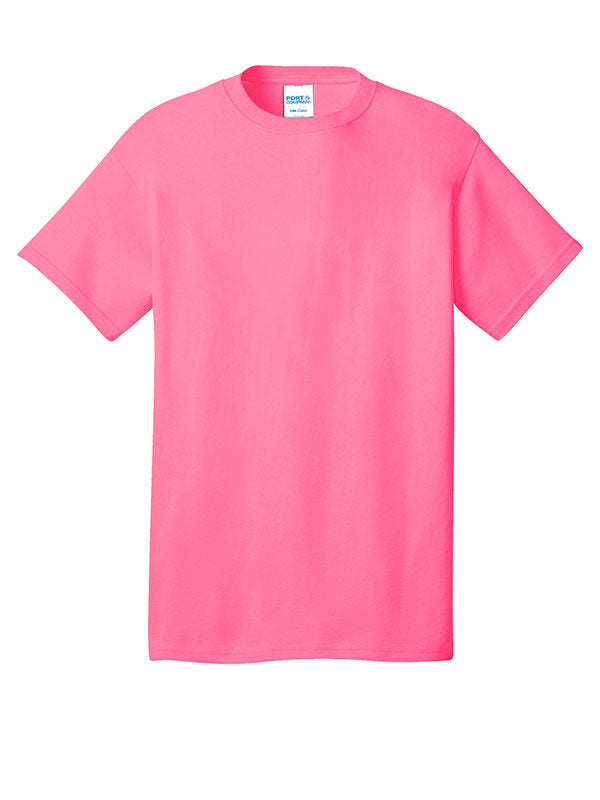 Neon Pink Port & Company Core Cotton Tee