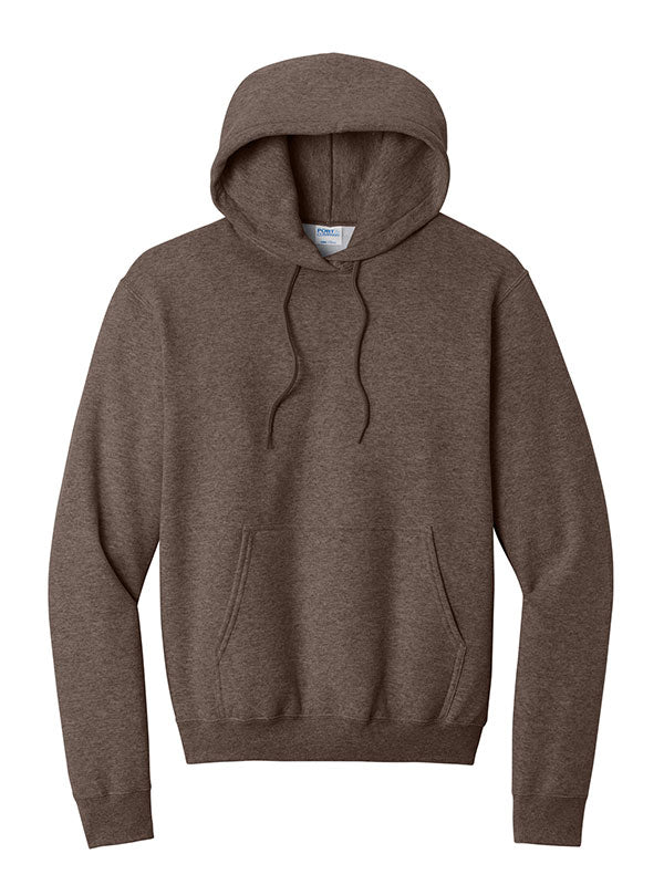 Heather Dark Chocolate Brown Port & Company Fleece Pullover Hooded Sweatshirt