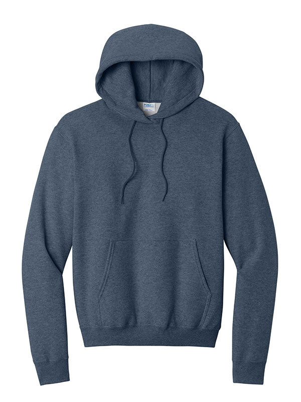 Heather Navy Port & Company Fleece Pullover Hooded Sweatshirt
