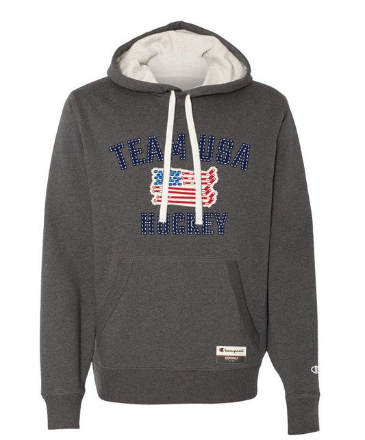 USA - Grey Sueded Fleece Pullover Hood