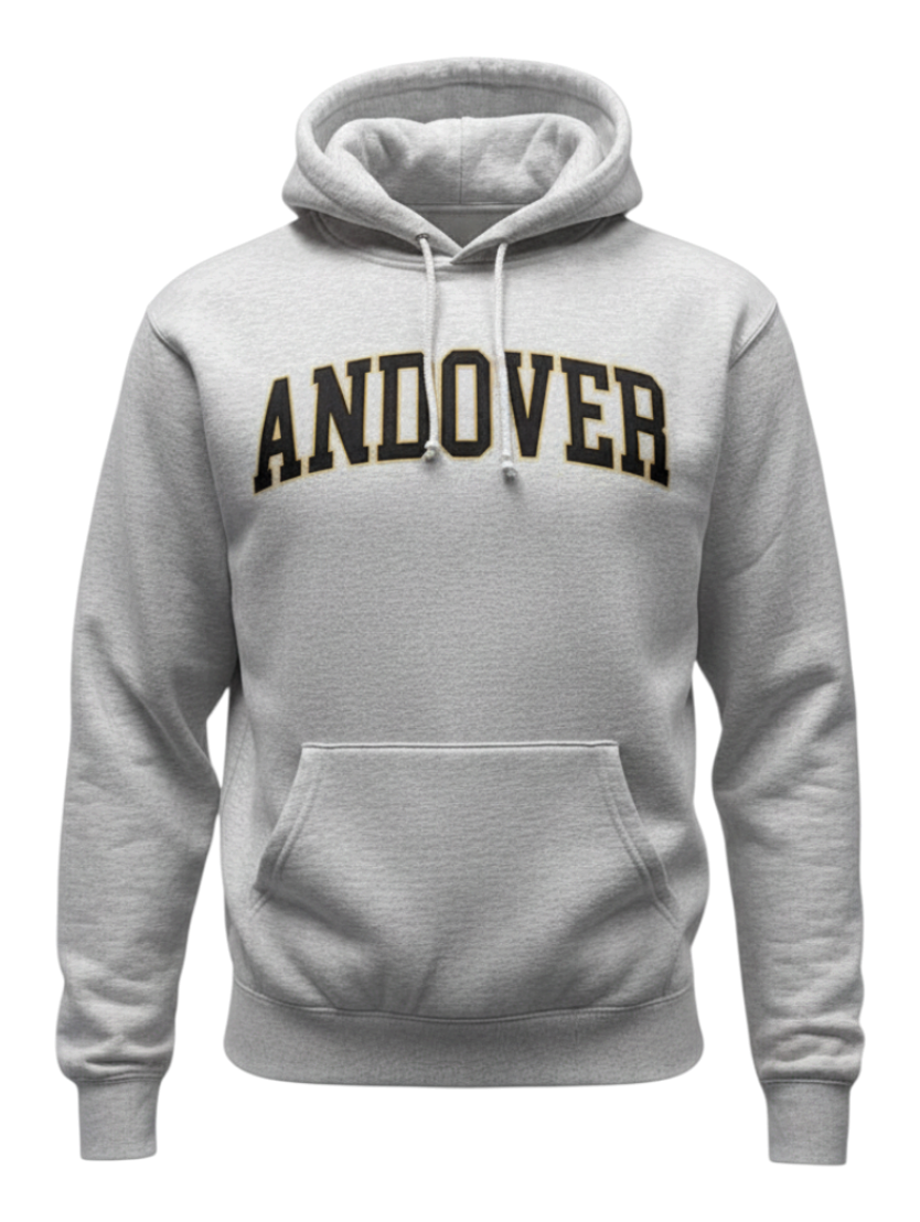 Lettermen Sports Andover Post Secondary silver grey hooded sweatshirt with front pouch pocket and drawcord hood