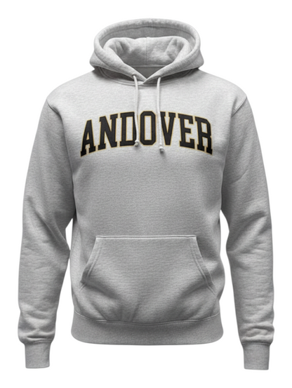 Lettermen Sports Andover Post Secondary silver grey hooded sweatshirt with front pouch pocket and drawcord hood