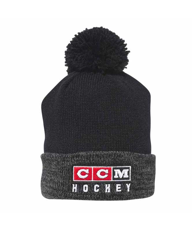 CCM 18 Classic Knit Pom Hat, Black