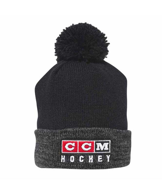 CCM 18 Classic Knit Pom Hat, Black