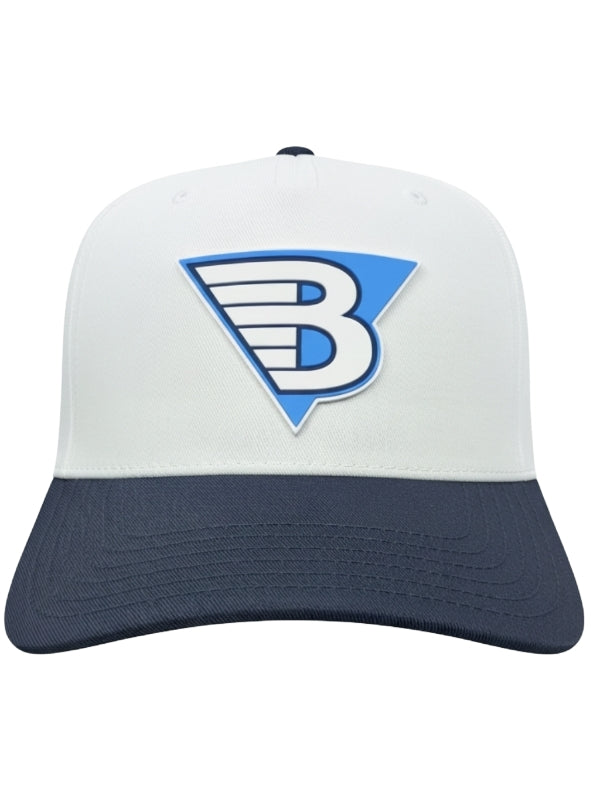 Blaine - White/Navy Otto 5 Panel Rubber Patch Cap
