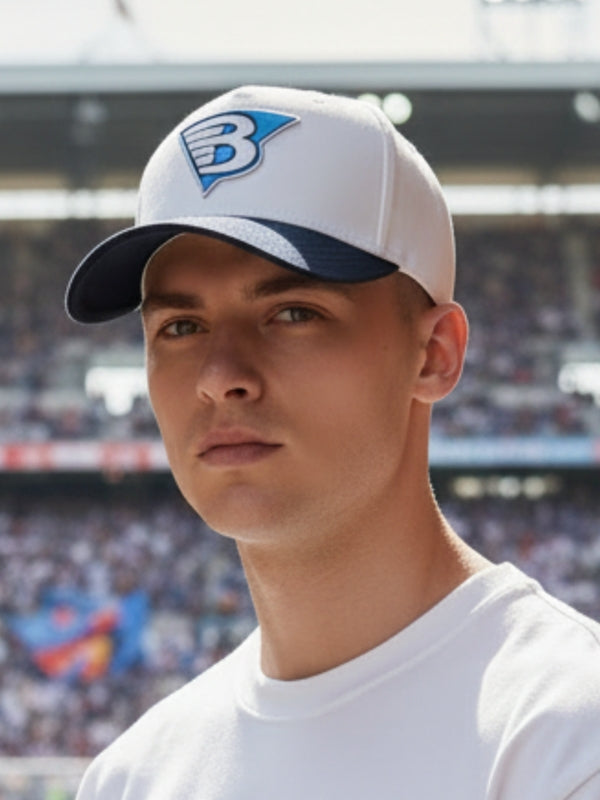 Blaine - White/Navy Otto 5 Panel Rubber Patch Cap