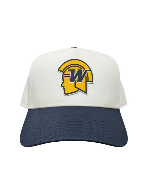 Wayzata - White/Navy Otto 5 Panel Rubber Patch Cap