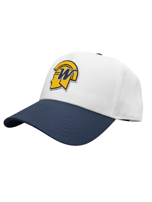 Wayzata - White/Navy Otto 5 Panel Rubber Patch Cap