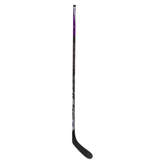 Lettermen Sports Bauer Pulse2 senior hockey stick featuring a black, purple, and white graphic design
