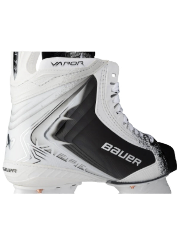 Lettermen Sports Bauer Vapor FLYLITE LE senior hockey skate in white and black with composite quarter and steel runner