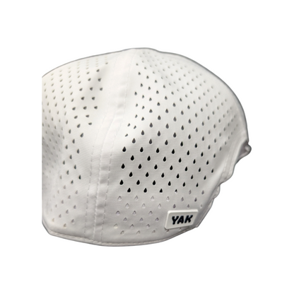 Lettermen Sports HockeYak USA trucker cap in white with laser-cut breathable panels and YAK logo detail