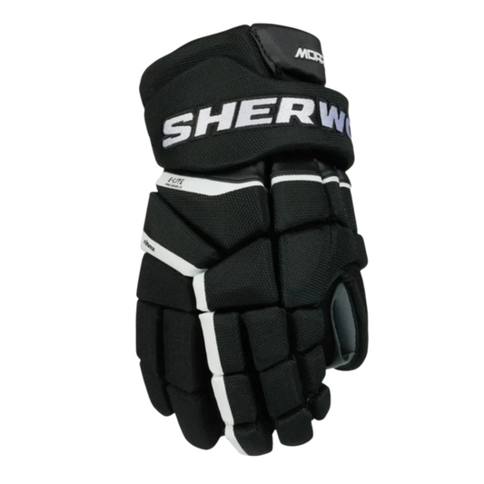 Lettermen Sports Sherwood Rekker Morph Pro junior hockey gloves in black with E-LITE Pro+ Shield protective padding