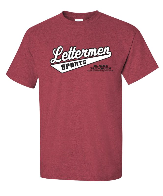 Classic Lettermen Tee, Heather Cardinal