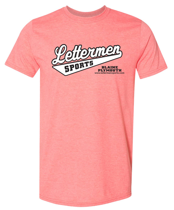 Classic Lettermen Tee, Heather Coral Silk