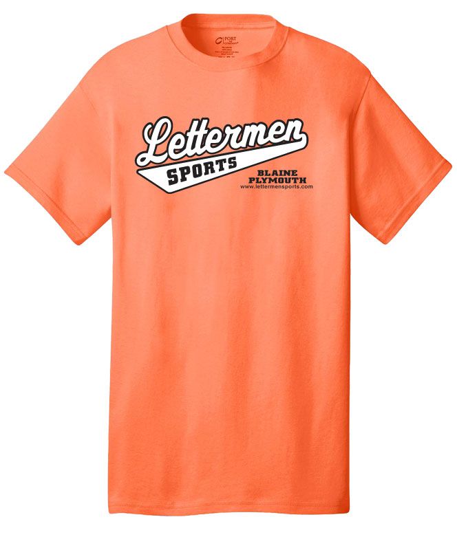 Classic Lettermen Tee, Neon Orange