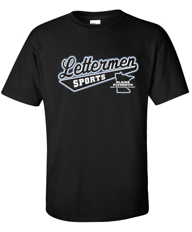 Black/Columbia Blue Lettermen Tee