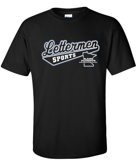 Black/Columbia Blue Lettermen Tee