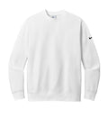 White Nike Club Fleece Sleeve Swoosh Crew