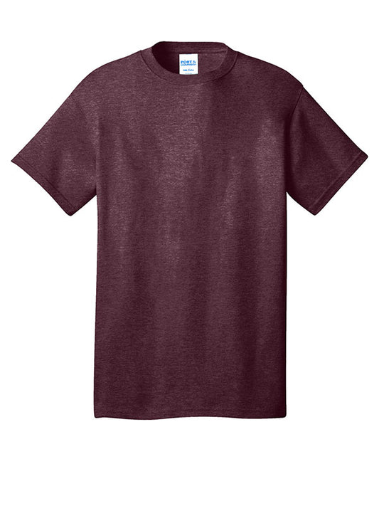 Heather Athletic Maroon Port & Company Core Cotton Tee