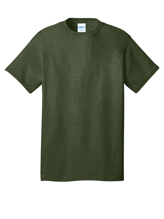 Olive Green Heather Port & Company Core Cotton Tee