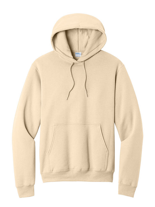 Cream Port & Company Fleece Pullover Hooded Sweatshirt