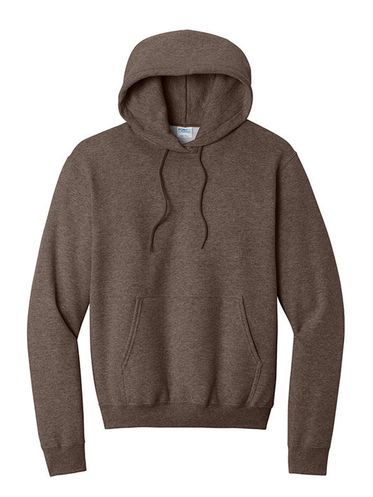 Heather Dark Chocolate Brown Port & Company Fleece Pullover Hooded Sweatshirt