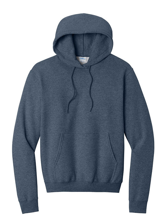 Heather Navy Port & Company Fleece Pullover Hooded Sweatshirt