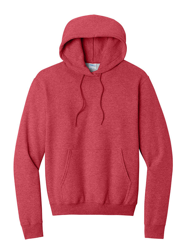 Heather Red Port & Company Fleece Pullover Hooded Sweatshirt