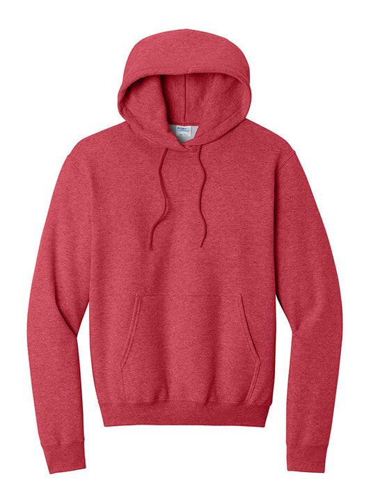 Heather Red Port & Company Fleece Pullover Hooded Sweatshirt