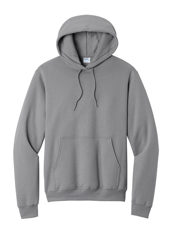 Medium Grey Port & Company Fleece Pullover Hooded Sweatshirt