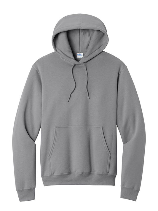Medium Grey Port & Company Fleece Pullover Hooded Sweatshirt