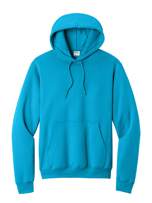 Neon Blue Port & Company Fleece Pullover Hooded Sweatshirt