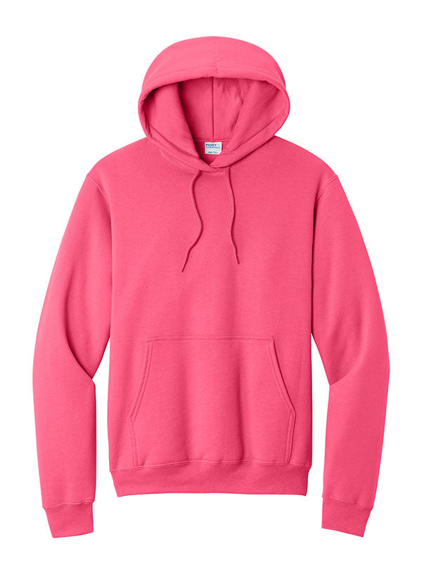 Neon Pink Port & Company Fleece Pullover Hooded Sweatshirt