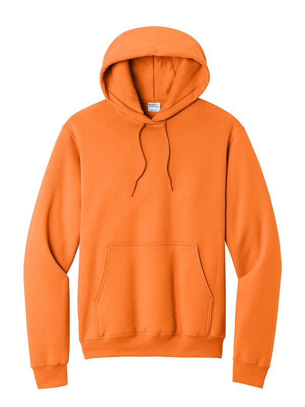 Neon Orange Port & Company Fleece Pullover Hooded Sweatshirt