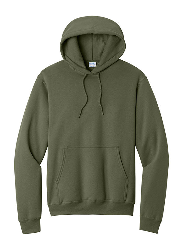 Olive Drab Green Port & Company Fleece Pullover Hooded Sweatshirt