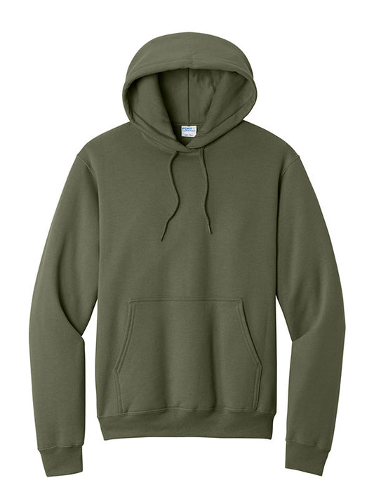 Olive Drab Green Port & Company Fleece Pullover Hooded Sweatshirt