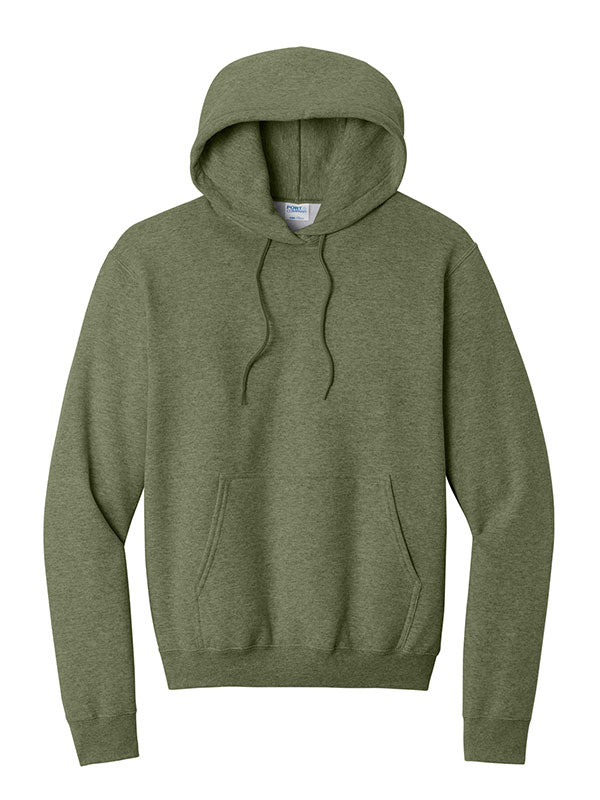 Olive Green Heather Port & Company Fleece Pullover Hooded Sweatshirt