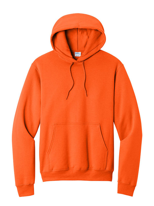 Safety Orange Port & Company Fleece Pullover Hooded Sweatshirt