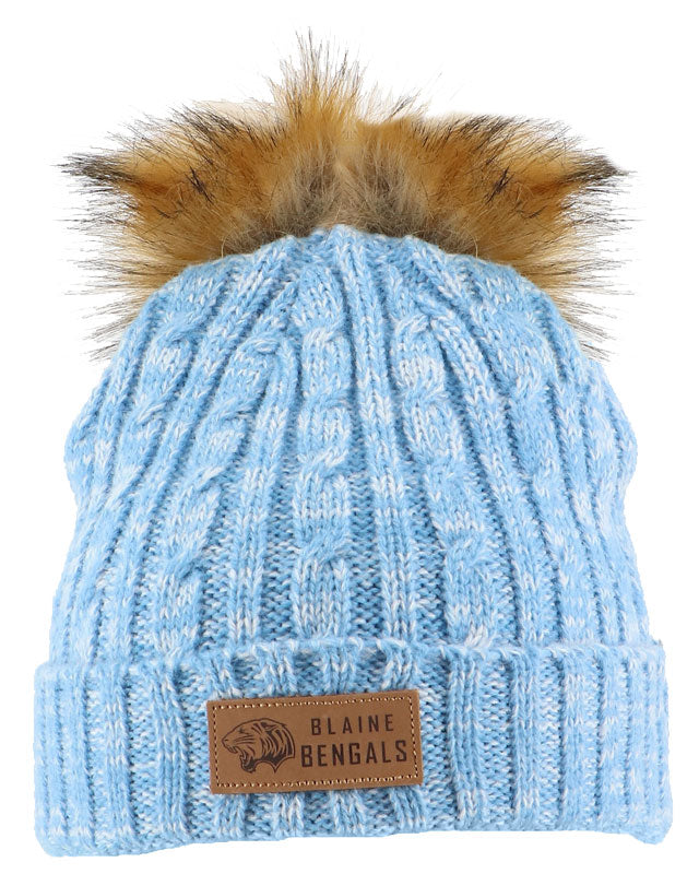 Blaine Columbia Pukka Cable Knit Fur Pom Hat
