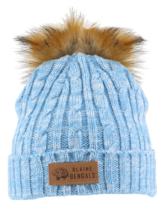 Blaine Columbia Pukka Cable Knit Fur Pom Hat