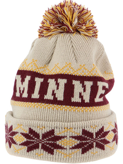 Pukka Knit Vintage Sota Pom Hat, Maroon/Old Gold