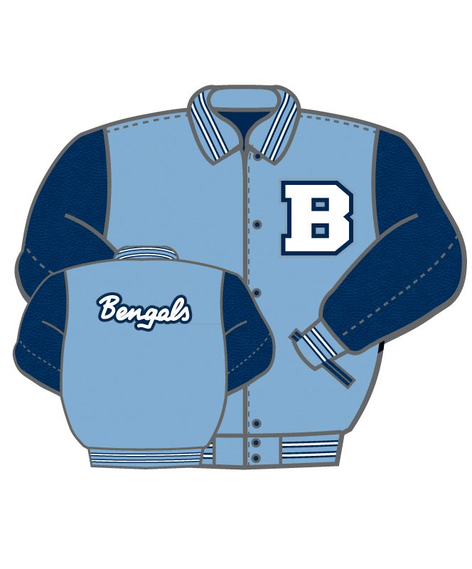 Blaine - Columbia Blue Wool and Leather Set-In Sleeve Letter Jacket