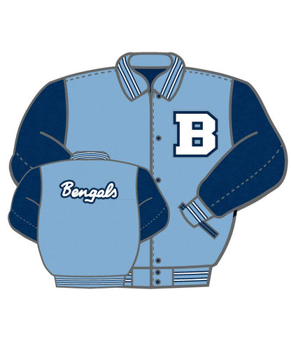 Blaine - Columbia Blue Wool and Leather Set-In Sleeve Letter Jacket