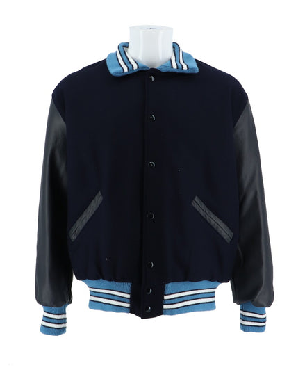 Blaine - Navy Wool and Leather Set-In Sleeve Letter Jacket