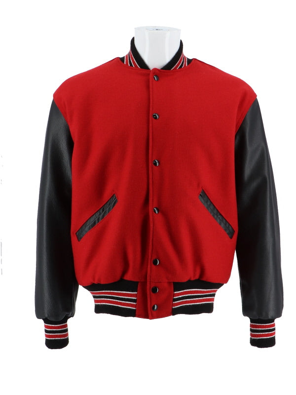 Centennial - Black Wool and Leather Set-In Sleeve Letter Jacket