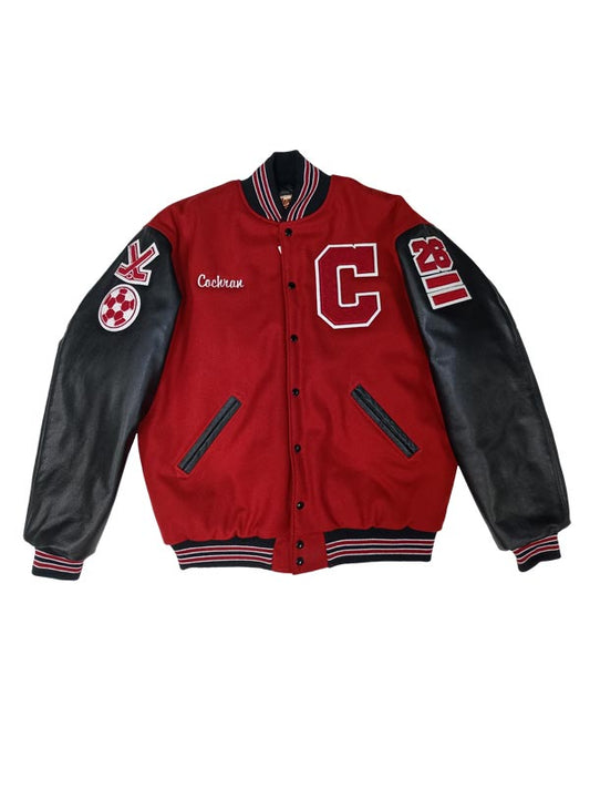 Centennial - Black Wool and Leather Set-In Sleeve Letter Jacket