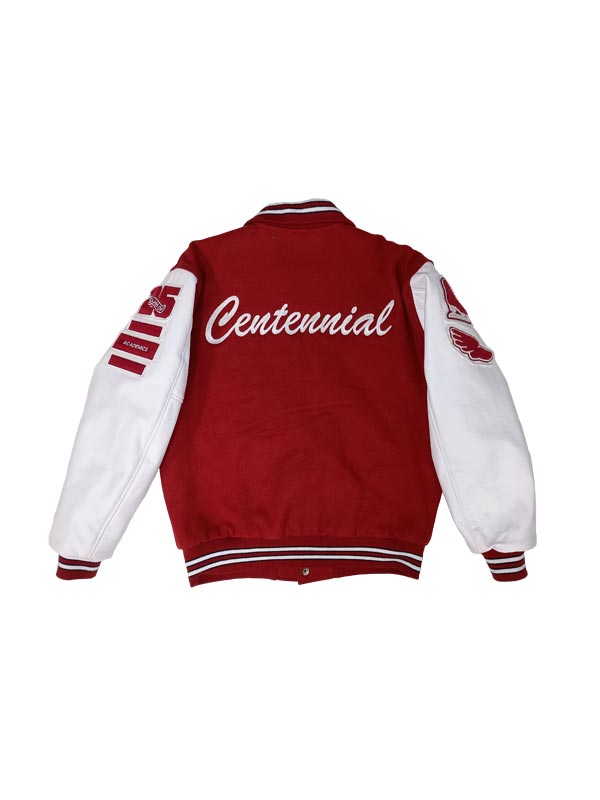 Centennial - White Wool and Leather Set-In Sleeve Letter Jacket