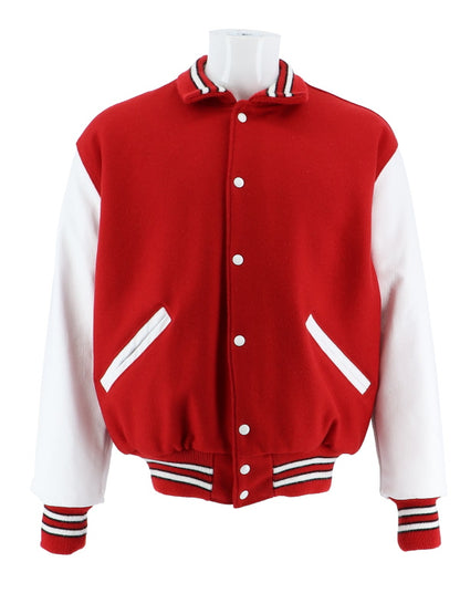 Centennial - White Wool and Leather Set-In Sleeve Letter Jacket