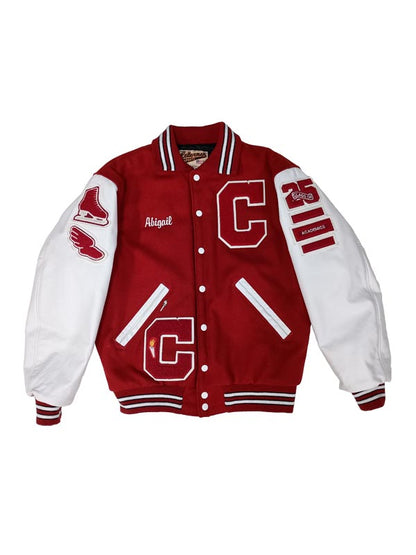 Centennial - White Wool and Leather Set-In Sleeve Letter Jacket